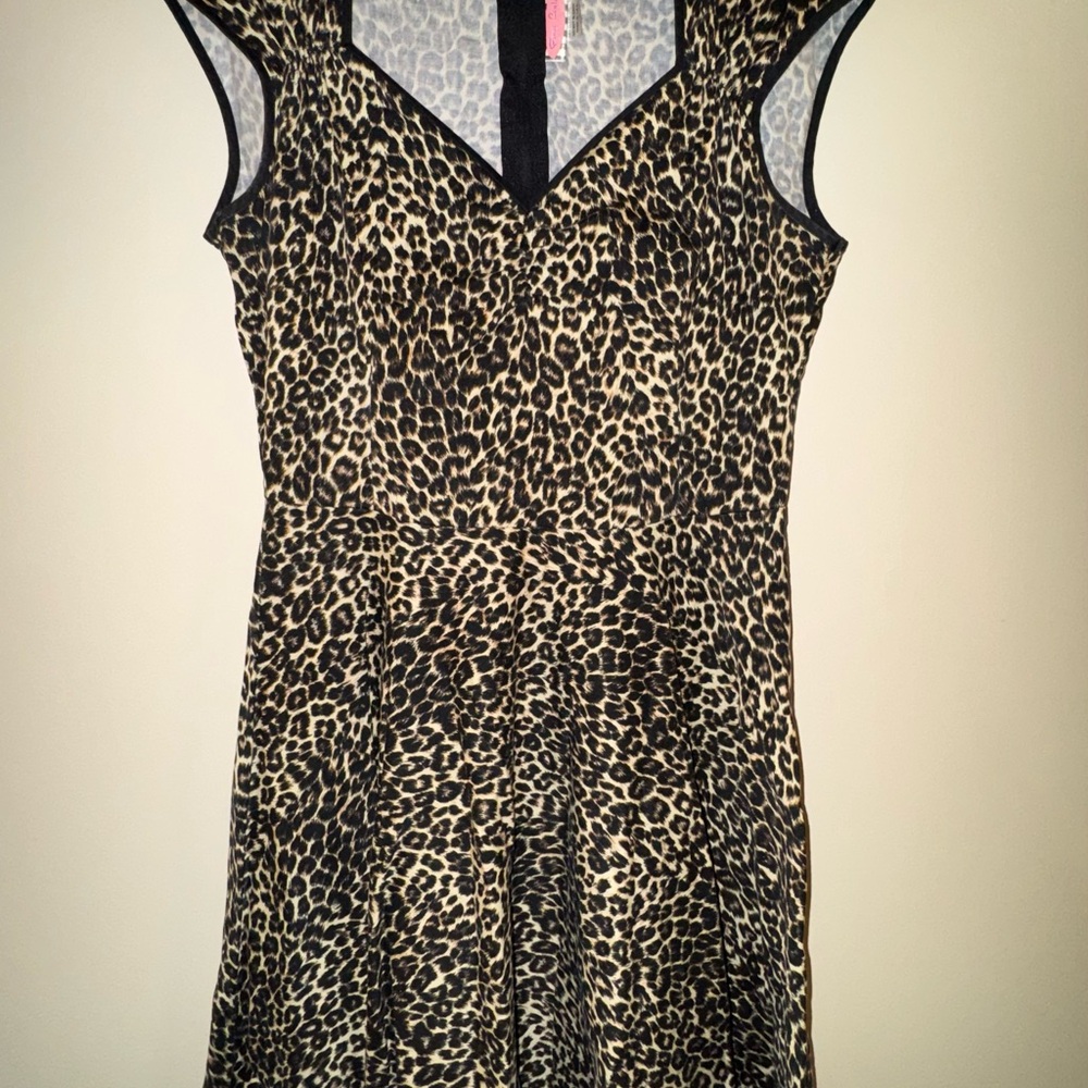 Leopard Print Capped Sleeve Dress